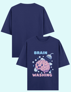 Brain washing premium oversized t-shirt with cute brain in shower design for mental health humor in royal blue